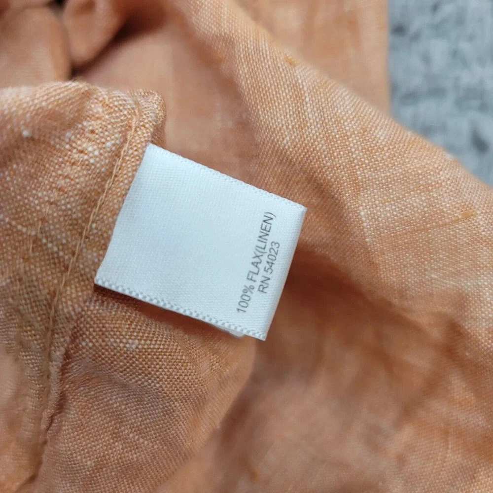 Banana Republic Shirt Mens 15- 15 1/2 Peach Flax Linen‎ Button Up Summer Casual